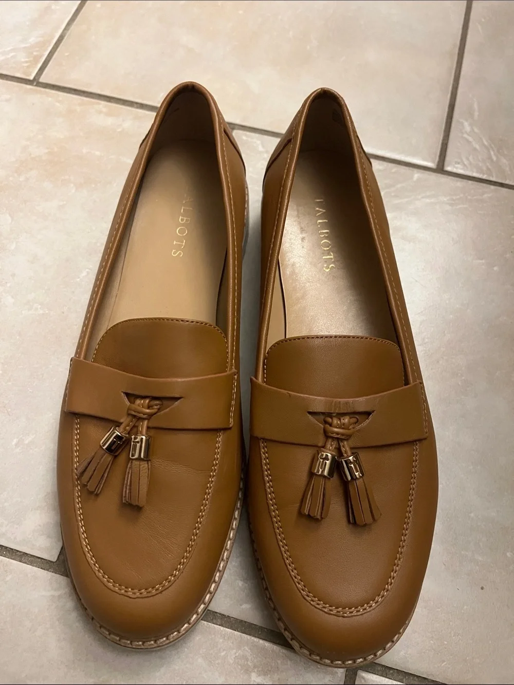 Talbots Cognac Leather Tassel Loafers